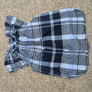 3/$30 Anna Taylor petite plaid checkered blouse size medium cap sleeve